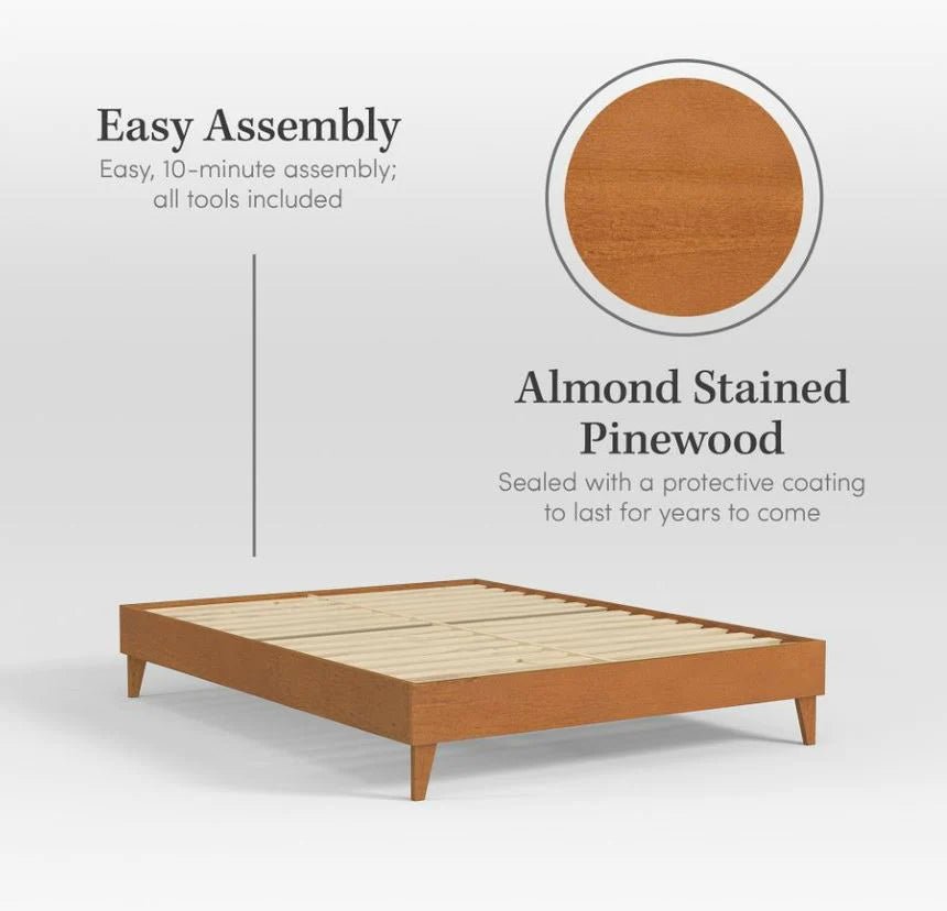 eLuxury Wooden Platform Bed Frame (Almond) - Select Mattress Co.